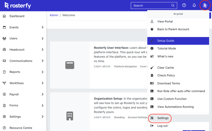 Image of the Settings